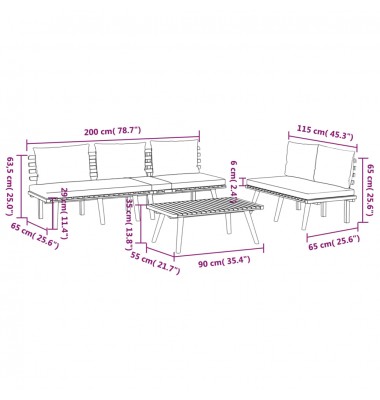  Sodo baldų komplektas su pagalvėmis, 3 dalių, akacijos masyvas - Lauko baldų komplektai - 10