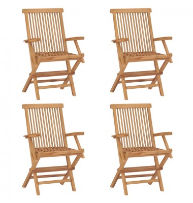  Sodo kėdės su pagalvėlėmis, 4vnt., tikmedžio medienos masyvas - Lauko kėdės - 8