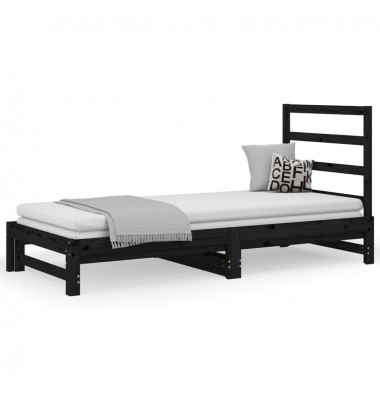  Ištraukiama lova, juoda, 2x(90x190)cm, pušies medienos masyvas - Lovos - 2