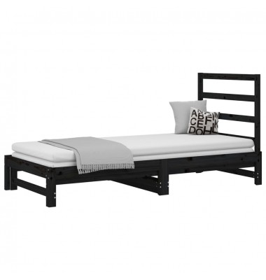  Ištraukiama lova, juoda, 2x(90x190)cm, pušies medienos masyvas - Lovos - 3