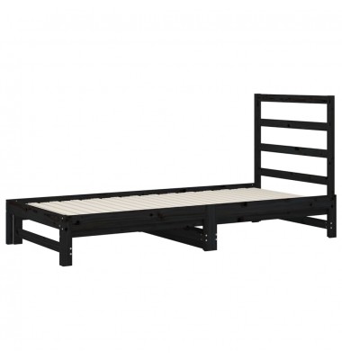  Ištraukiama lova, juoda, 2x(90x190)cm, pušies medienos masyvas - Lovos - 4