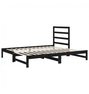  Ištraukiama lova, juoda, 2x(90x190)cm, pušies medienos masyvas - Lovos - 5