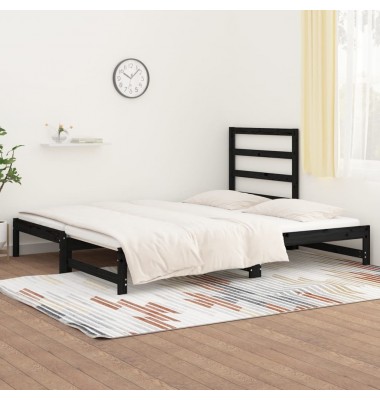 Ištraukiama lova, juoda, 2x(90x190)cm, pušies medienos masyvas - Lovos - 6