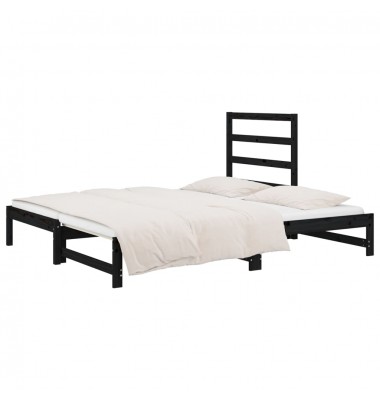  Ištraukiama lova, juoda, 2x(90x190)cm, pušies medienos masyvas - Lovos - 7
