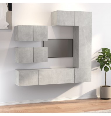 TV spintelių komplektas, 6 dalių, betono pilkas, mediena - TV spintelės - 1