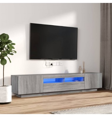  TV spintelių komplektas su LED, 2 dalių, pilkas ąžuolo, mediena - TV spintelės - 1