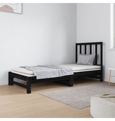  Ištraukiama lova, juoda, 2x(90x190)cm, pušies medienos masyvas - Lovos - 1