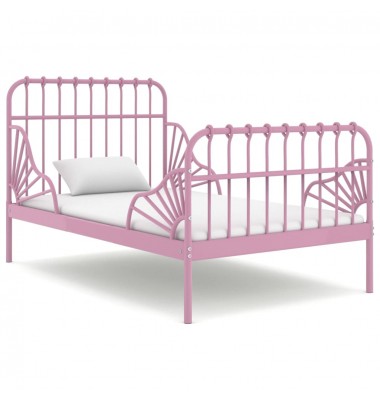  Išskleidžiamas lovos rėmas, rožinis, 80x130/200cm, metalas - Lovos - 1