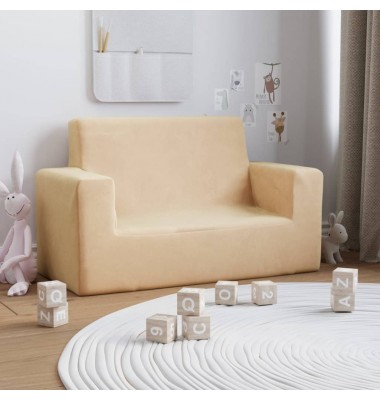 Dvivietė vaikiška sofa, kreminės spalvos, minkštas pliušas - Sofos, Foteliai - 1