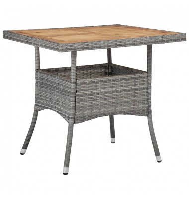  Lauko valgomojo stalas, pilkas, poliratanas ir akacijos masyvas - Lauko stalai, staliukai - 1