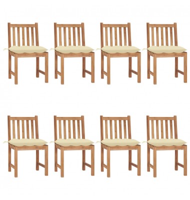  Sodo kėdės su pagalvėlėmis, 8vnt., tikmedžio medienos masyvas  - Lauko kėdės - 1