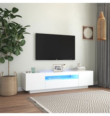  Televizoriaus spintelė su LED apšvietimu, balta, 160x35x40cm - TV spintelės - 1