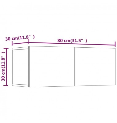  Televizoriaus spintelės, 2vnt., pilkos, 80x30x30cm, mediena - TV spintelės - 10