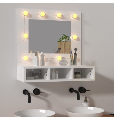  Veidrodinė spintelė su LED, balta, 60x31,5x62cm, blizgi - Vonios spintelės, veidrodžiai - 1