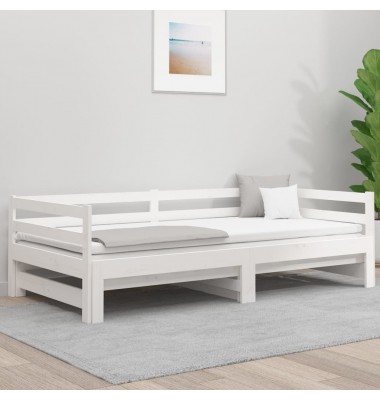  Ištraukiama lova, balta, 2x(90x190)cm, pušies medienos masyvas - Lovos - 4