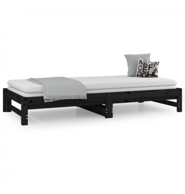  Ištraukiama lova, juoda, 2x(80x200)cm, pušies medienos masyvas - Lovos - 5