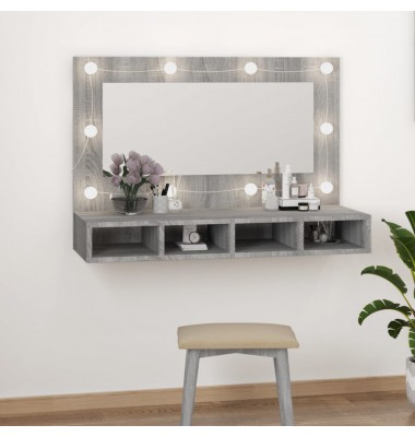  Veidrodinė spintelė su LED, pilka ąžuolo, 90x31,5x62cm - Vonios spintelės, veidrodžiai - 1