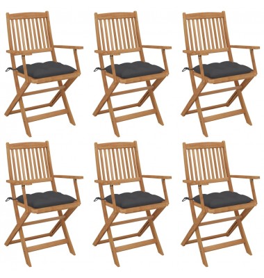  Sulankstomos sodo kėdės su pagalvėmis, 6vnt., akacijos masyvas - Lauko kėdės - 1