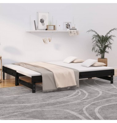  Ištraukiama lova, juoda, 2x(100x200)cm, pušies medienos masyvas - Lovos - 1