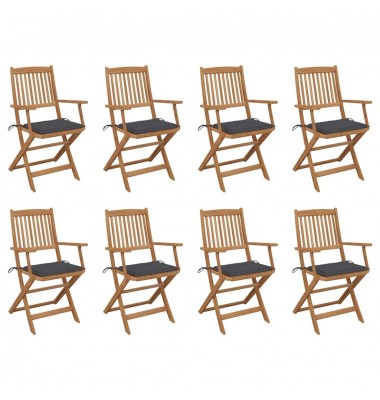  Sulankstomos lauko kėdės su pagalvėlėmis, 8vnt., akacija - Lauko kėdės - 1