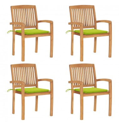  Sudedamos sodo kėdės su pagalvėlėmis, 4vnt., tikmedžio masyvas - Lauko kėdės - 1