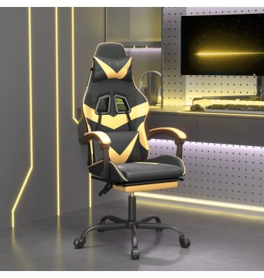  Žaidimų kėdė su pakoja, juoda ir auksinė, dirbtinė oda - Žaidimų kėdės - 1