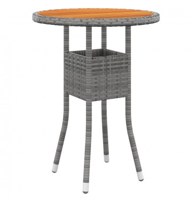  Sodo stalas, pilkas, 60x75cm, akacijos mediena ir poliratanas - Lauko stalai, staliukai - 1