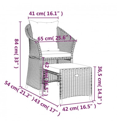  Sodo komplektas su pagalvėlėmis, 2 dalių, rudas, poliratanas - Lauko baldų komplektai - 9