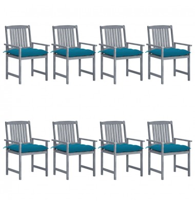  Sodo kėdės su pagalvėlėmis, 8vnt., pilkos, akacijos masyvas  - Lauko kėdės - 1