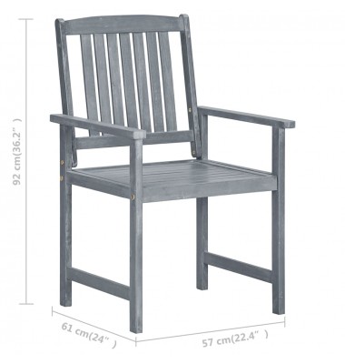  Sodo kėdės su pagalvėlėmis, 8vnt., pilkos, akacijos masyvas  - Lauko kėdės - 7
