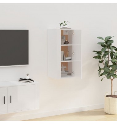  Sieninė televizoriaus spintelė, balta, 40x34,5x80cm, blizgi - TV spintelės - 4