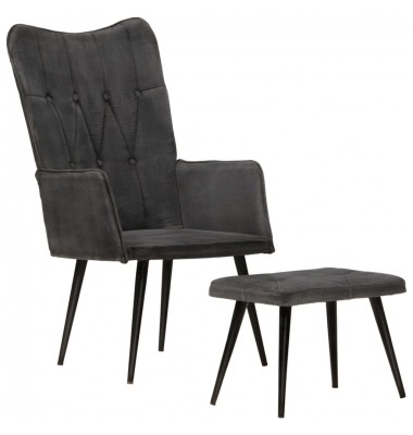  Krėslas su pakoja, juodos spalvos, drobė, vintažinio dizaino - Foteliai, krėslai - 1