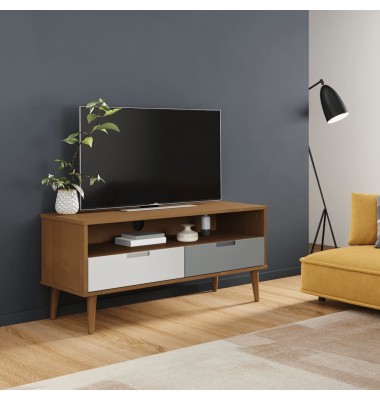  Televizoriaus spintelė MOLDE, ruda, 106x40x49cm, pušies masyvas - TV spintelės - 1