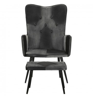  Krėslas su pakoja, juodos spalvos, tikra oda ir drobė - Foteliai, krėslai - 2