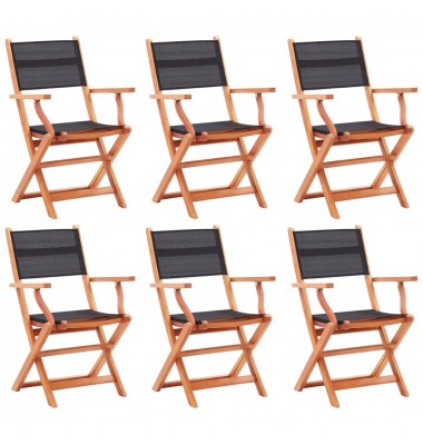  Sodo kėdės, 6vnt., juodos, eukalipto masyvas ir tekstilenas - Lauko kėdės - 1