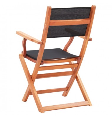  Sodo kėdės, 8vnt., juodos, eukalipto masyvas ir tekstilenas - Lauko kėdės - 5