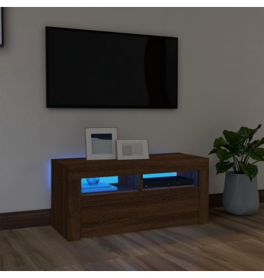  TV spintelė su LED apšvietimu, ruda ąžuolo, 90x35x40cm - TV spintelės - 1