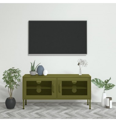  Televizoriaus spintelė, alyvuogių žalia, 105x35x50cm, plienas - TV spintelės - 1