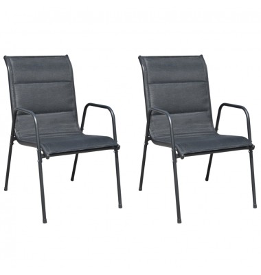  Sudedamos sodo kėdės, 2vnt., juodos, plienas ir tekstilenas - Lauko kėdės - 1