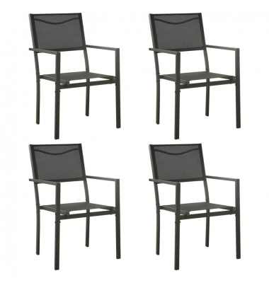  Sodo kėdės, 4vnt., juodos/antracito, plienas ir tekstilenas - Lauko kėdės - 1