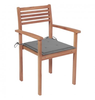  Sodo kėdės su pilkomis pagalvėlėmis, 2vnt., tikmedžio masyvas - Lauko kėdės - 2