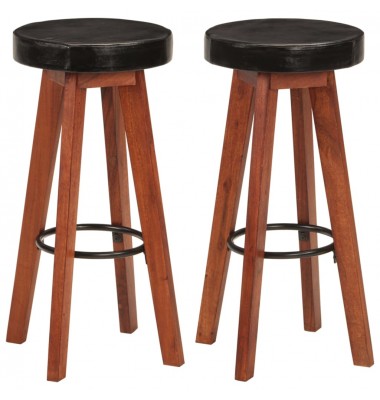  Baro taburetės, 2vnt., tikra oda ir akacijos medienos masyvas - Baro kėdės - 1