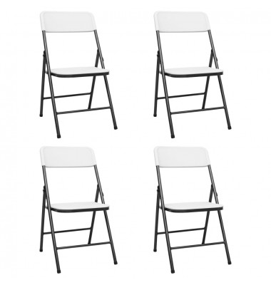  Sulankstomos sodo kėdės, 4vnt., baltos spalvos, HDPE - Lauko kėdės - 1