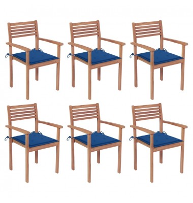  Sudedamos sodo kėdės su pagalvėlėmis, 6vnt., tikmedžio masyvas - Lauko kėdės - 1