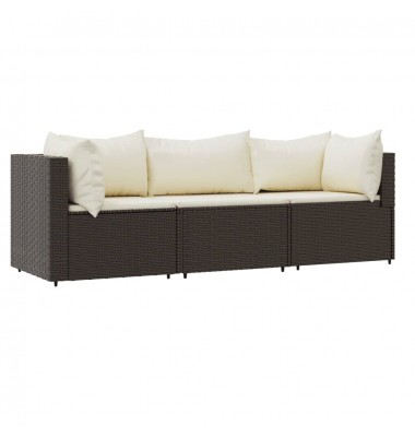 Sodo komplektas su pagalvėlėmis, 3 dalių, rudas, poliratanas - Lauko sofos, lovos - 2