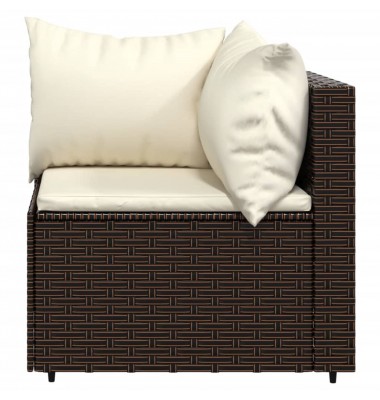  Sodo komplektas su pagalvėlėmis, 3 dalių, rudas, poliratanas - Lauko sofos, lovos - 5
