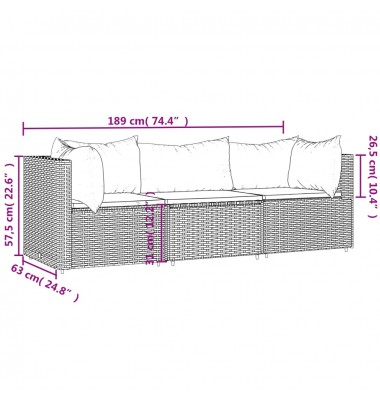  Sodo komplektas su pagalvėlėmis, 3 dalių, rudas, poliratanas - Lauko sofos, lovos - 9