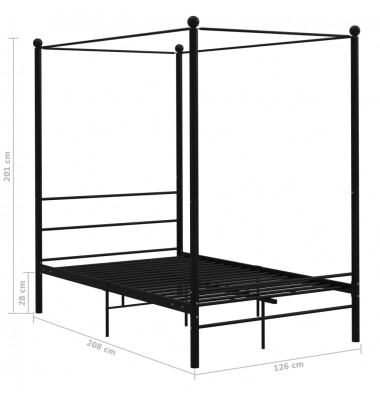  Lovos rėmas su baldakimu, juodos spalvos, 120x200cm, metalas  - Lovos - 6