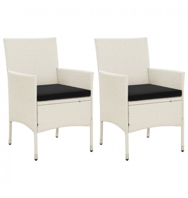  Sodo kėdės su pagalvėlėmis, 2vnt., baltos, poliratanas - Lauko kėdės - 1