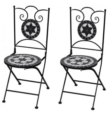  Sulankstomos bistro kėdės, 2 vnt., keramika, juoda ir balta - Lauko kėdės - 1